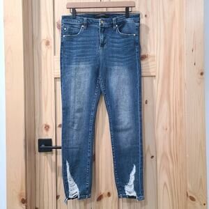 Liverpool LA Ankle Skinny Blue Jeans Womens 10/30 Distressed Cuffs Stretch City